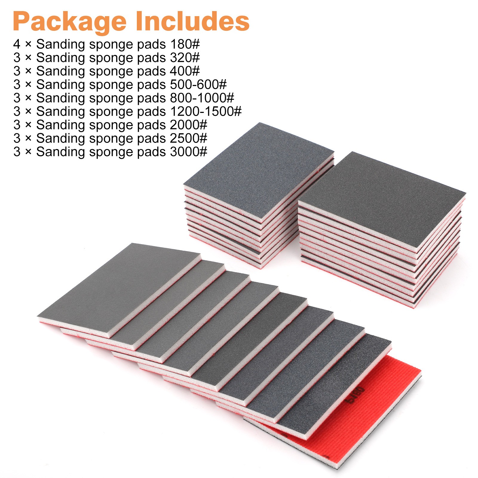 28x Sanding Sponges Set 180-3000Grit Ultra Fine Foam Sandpaper Block Wet Dry Pad