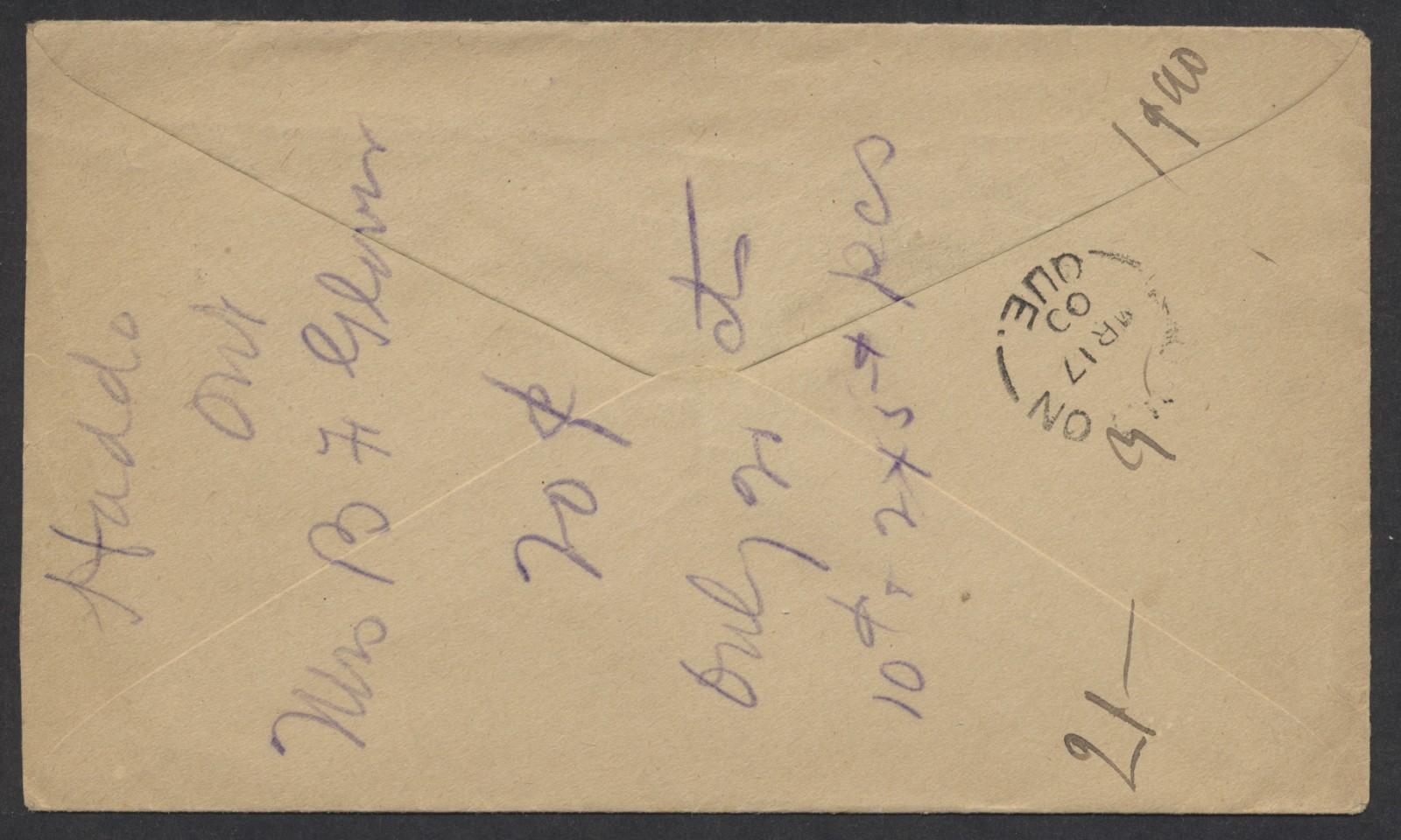 1900 Iroquois ONT Squared Circle On Cover Ideal Strike