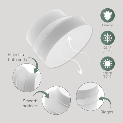 6" Inch to 5" Inch Duct Reducer Adapter – Round Plastic HVAC Pipe Connector