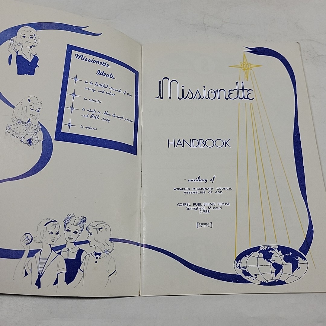 Vintage 1960s Missionette Assemblies of God Girl's Handbook w/ Sealed Stamps