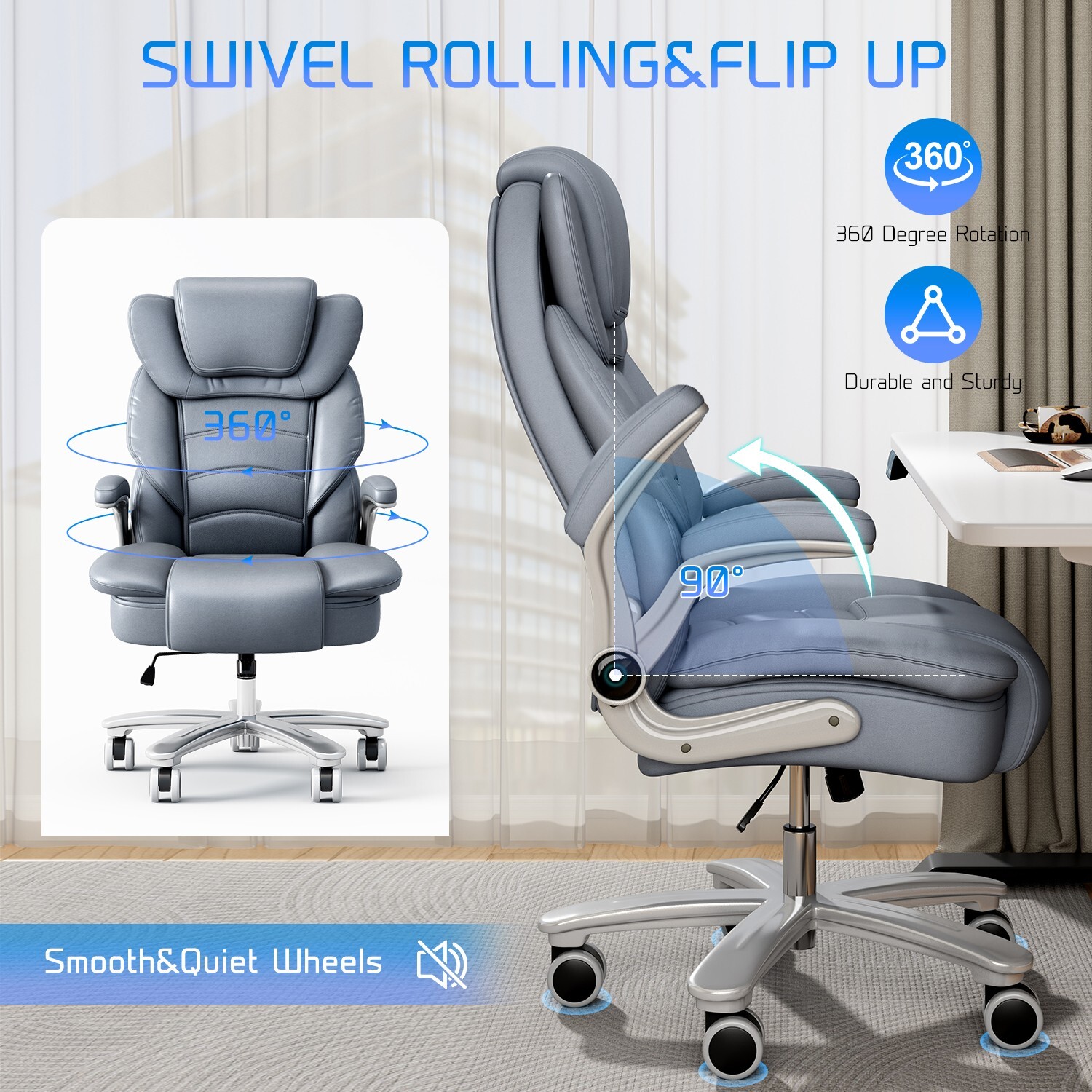 Big Tall Executive Office Chair Ergonomic Leather Computer Desk Chair Heavy Duty