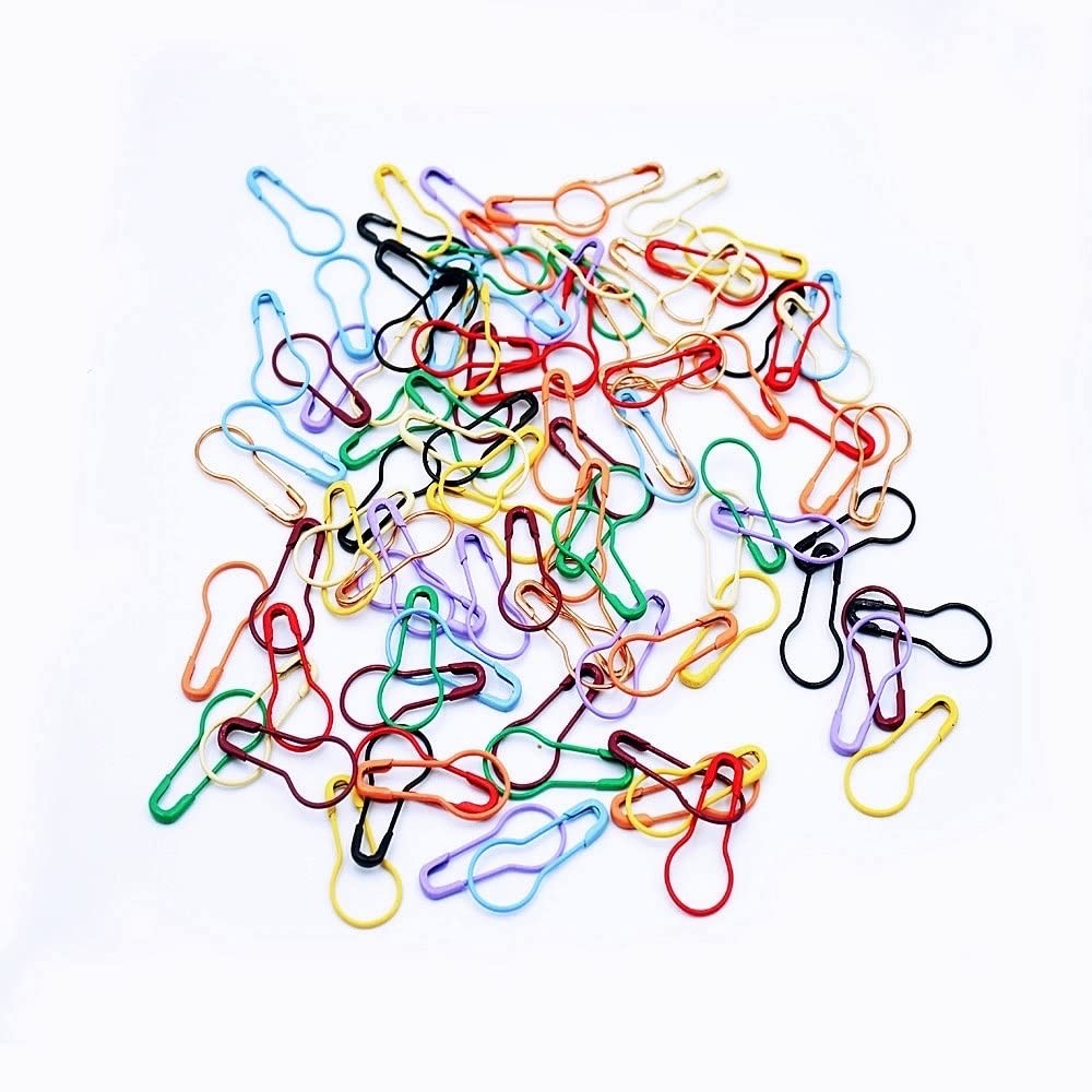100 Pieces Safety Pins, Bulb Stitch Markers 10 Colors Assorted Metal Calabash.