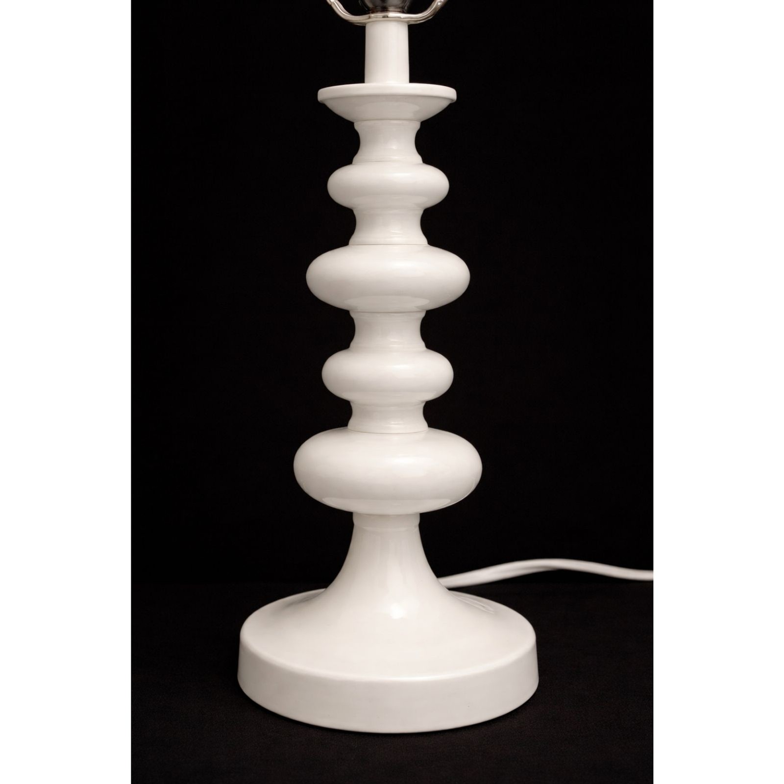 Vintage White Stacked Ceramic Table Lamp | Hollywood Regency | No Shade