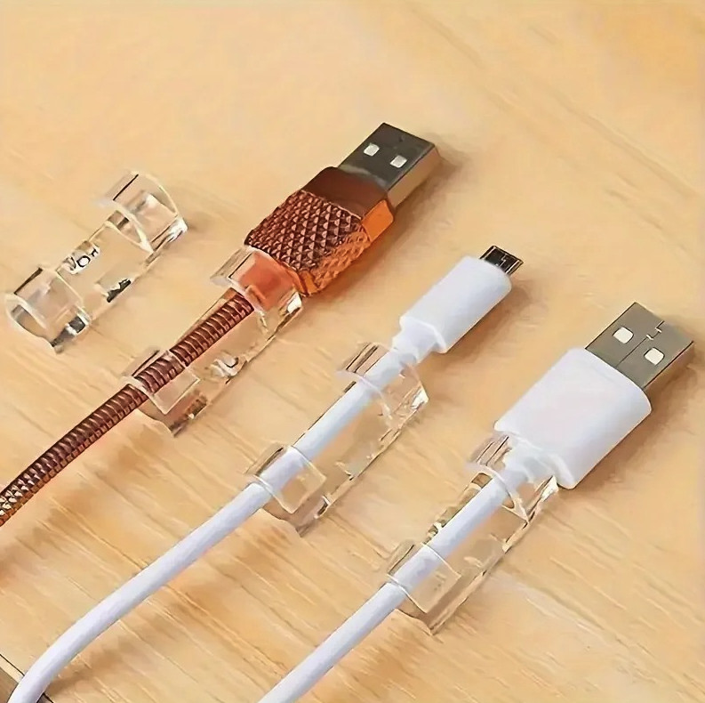 30pcs Clear Plastic Cable Clips Transparent Adhesive Wire Organizer Holders