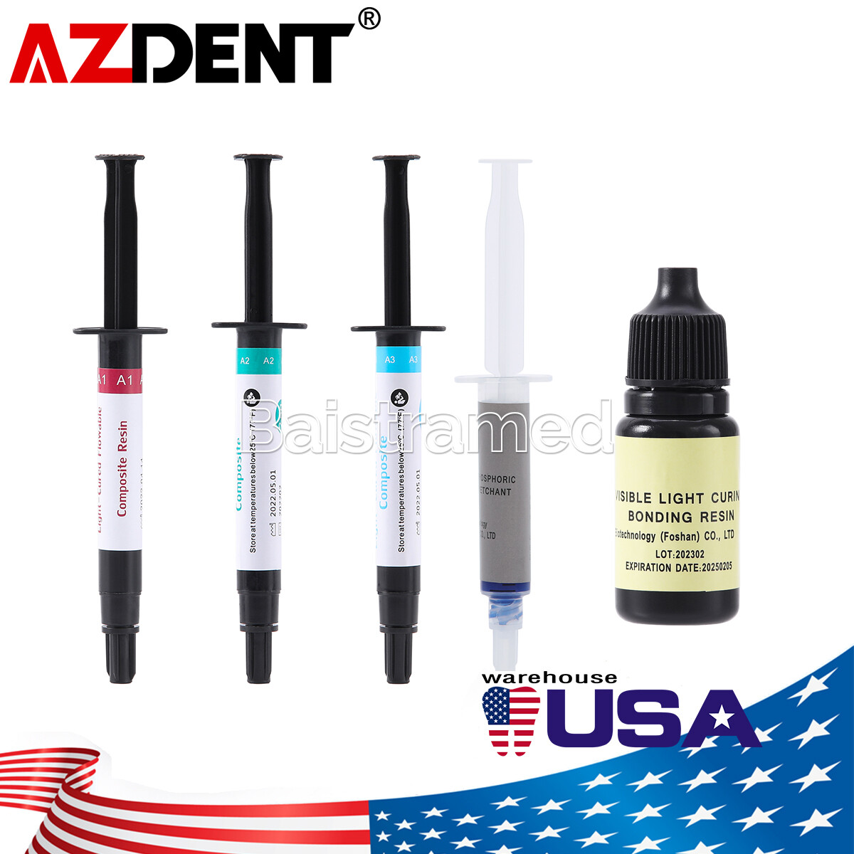 Dental Nano Composite Resin Flowable Light Cure/ Etching Gel /Bonding Adhesive