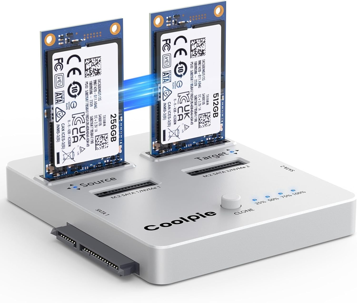 4-Bay Offline Clone M.2 NVME/SATA SSD Cloner M.2 NVME/SATA Duplicator for SATA