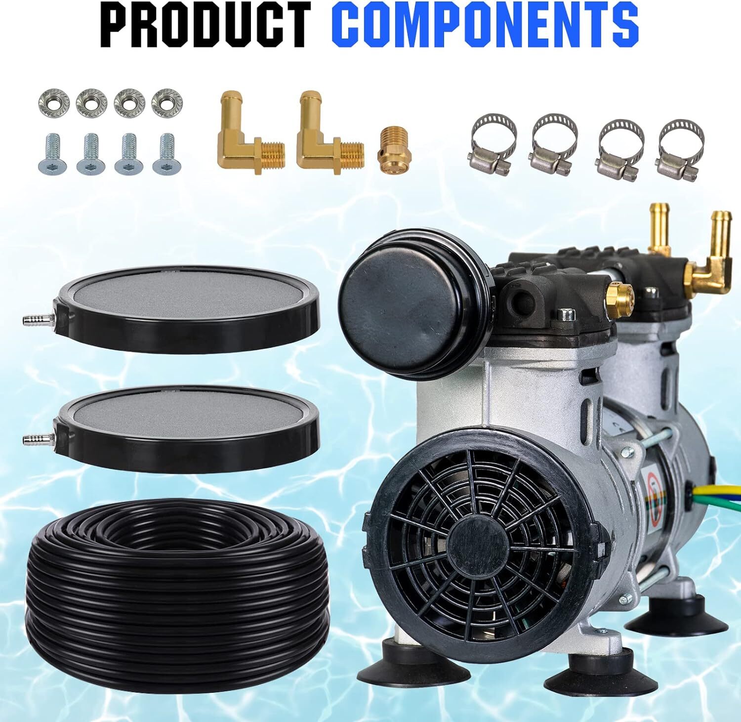 5.76CFM Solar Pond Aerator 300W Pond & Lake Aerator 2pcs 24Ah Lithium Battery