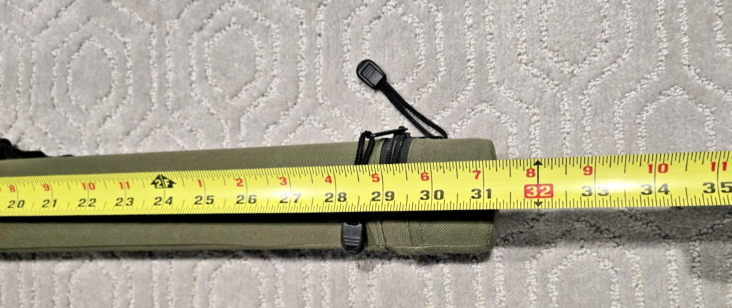 FISHING FLY ROD STORAGE TUBE TRAVEL CASE 31” OLIVE GREEN