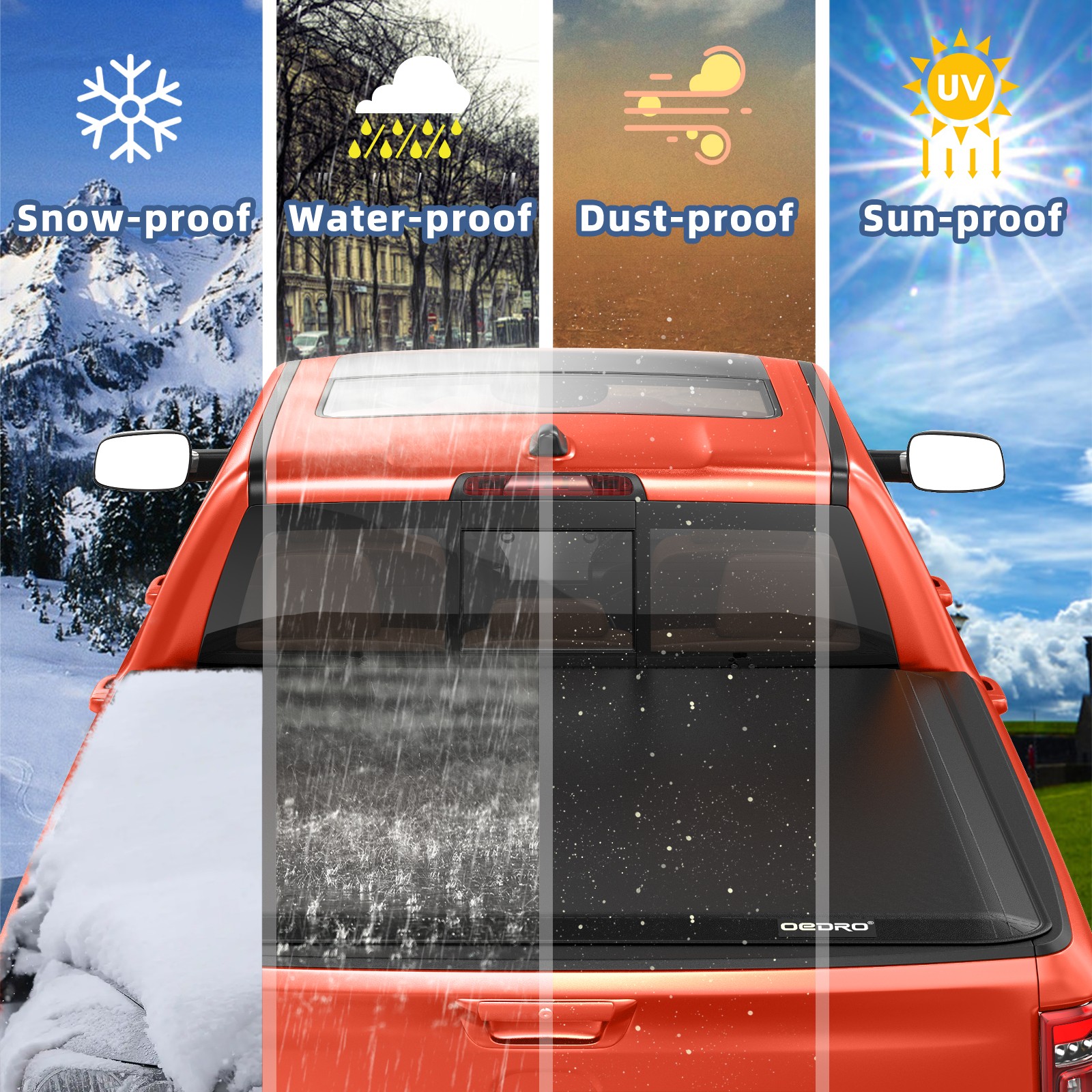 Soft Tri-Fold Tonneau Cover for 2024 2025 Toyota Tacoma 5ft Truck Bed w/ Lamp