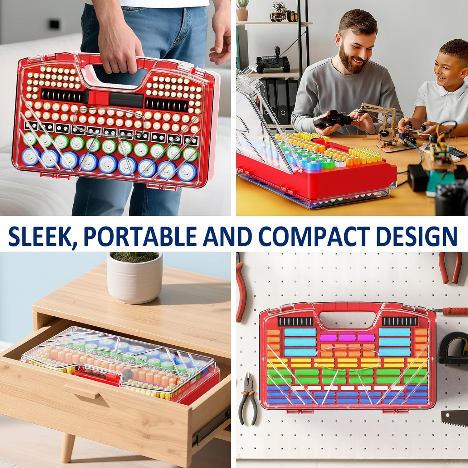 Battery Organizer Storage Holder Box Case with Tester New Ultra-Large 285+