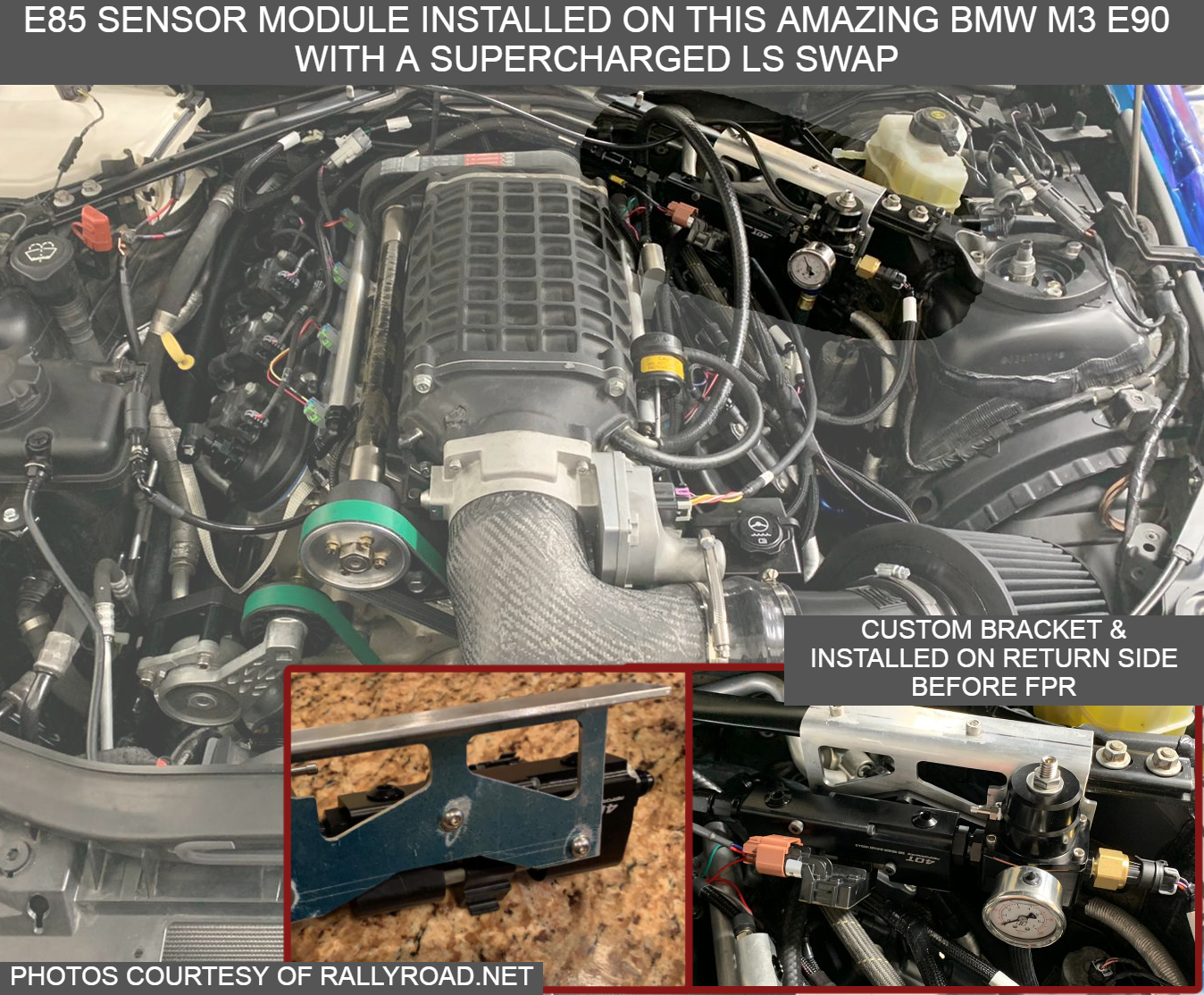 E85 Flex Fuel Sensor Mount Bypass KIT SOLID BILLET 6AN 8AN Splitter GM AEM