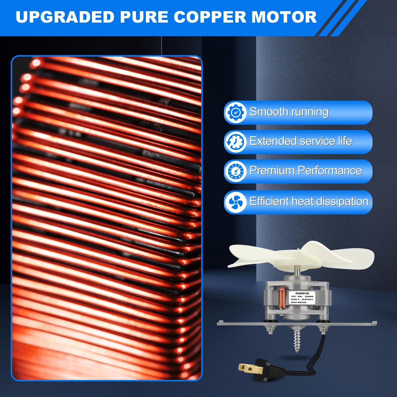 S99080199 Bathroom Exhaust Motor 80 CFM 4.0 Sones Vent Fan Motor Attic Fan Repla