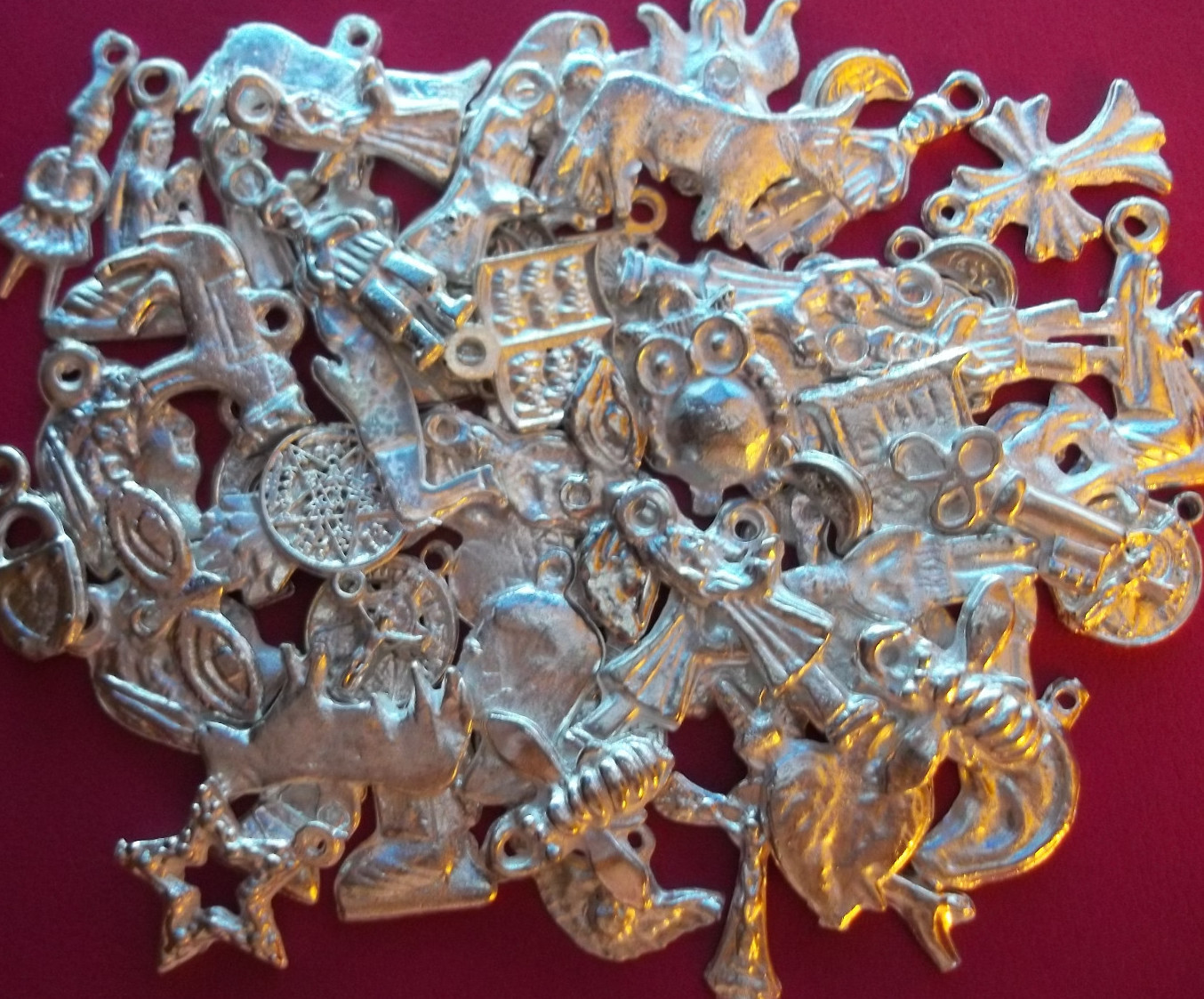 100 Milagros Charms Mexican Folk Art Shiny SILVER Exvoto Nicho Retablo #2