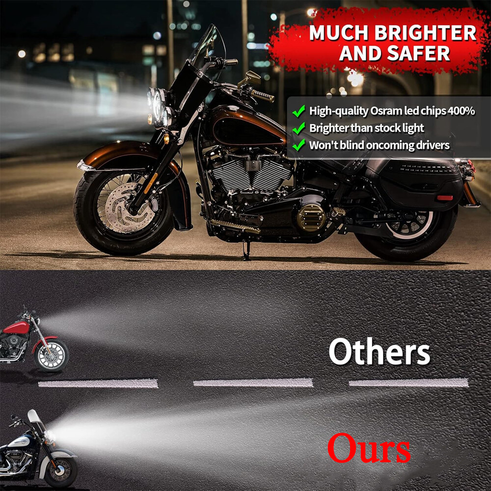 7 Inch 140W LED Headlight Hi/Lo + 2Pcs 4.5Inch 80W Fog Light for Harley Davidson