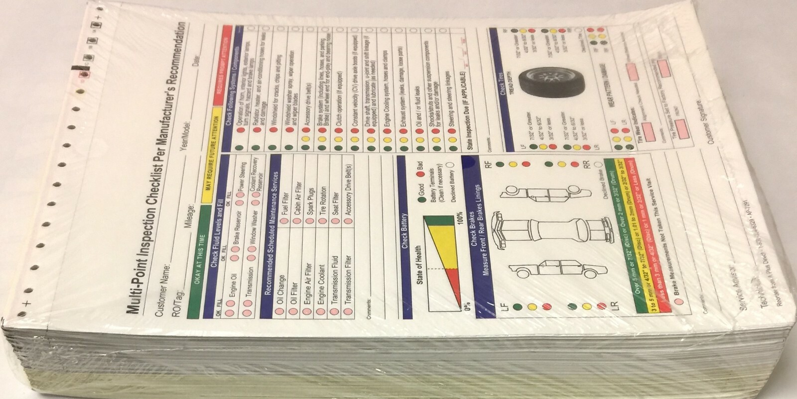 Multi-Point Inspection Forms 7291, 1,000 Qty. (W15)