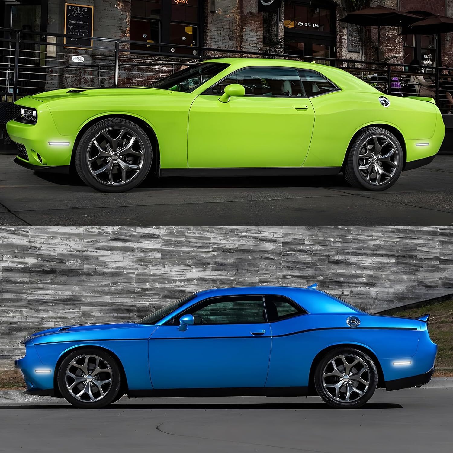 4x For 2015-2022 Dodge Challenger Smoked Front Rear Bumper LED Side Marker Light