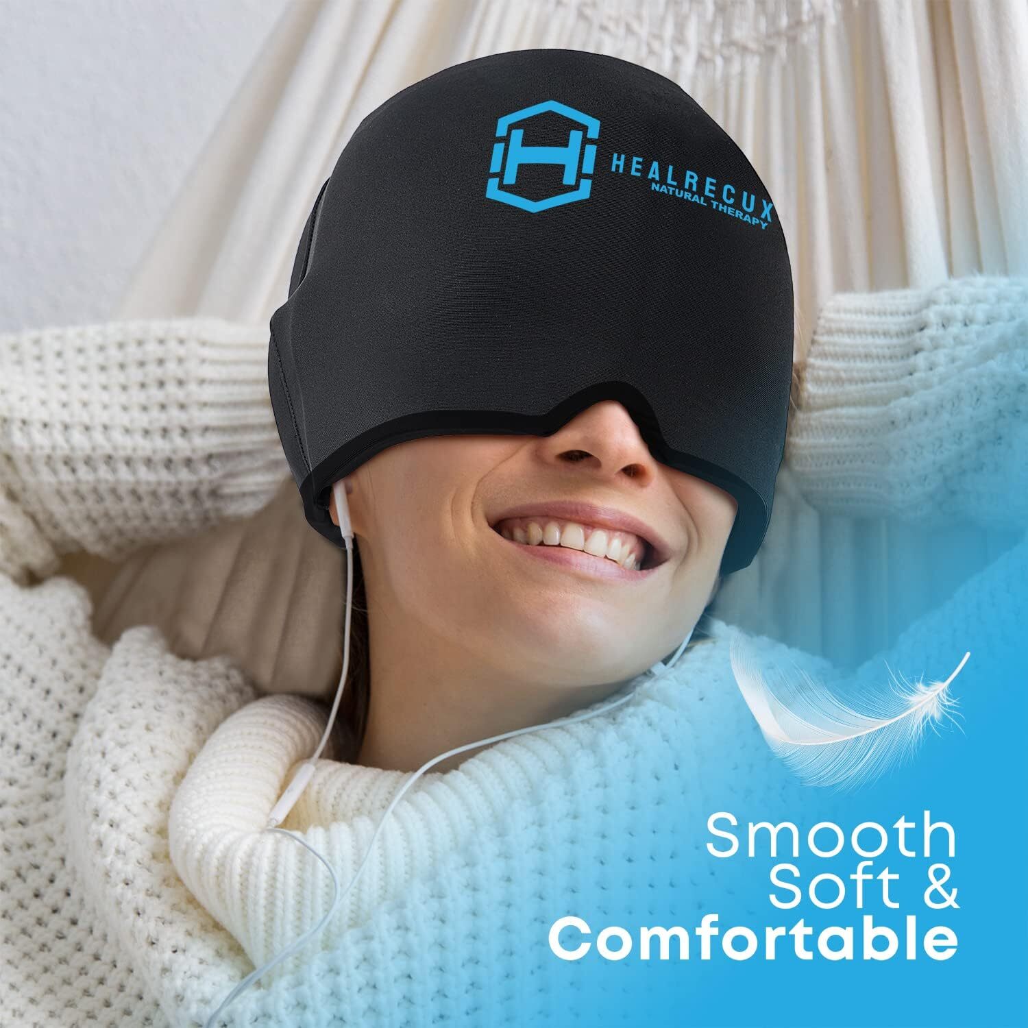 Migraine Relief Cap, Upgraded Odorless Gel Migraine Ice Head Wrap Cold & Hot The