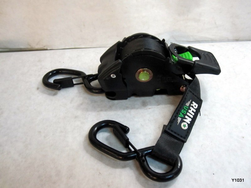 Rhino USA Single Black 1" x 10' Retractable Ratchet Strap Tie Down