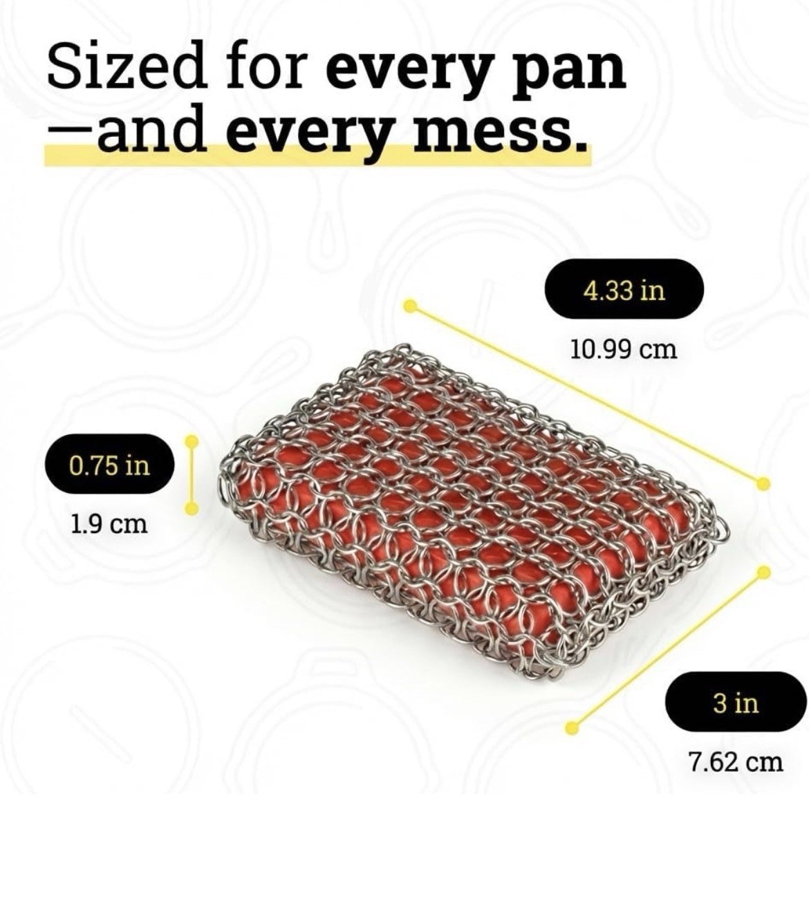 LODGE Cast Iron ChainMail Scrubbing Pad / ACM1OR41 / for cleaning cast iron pans