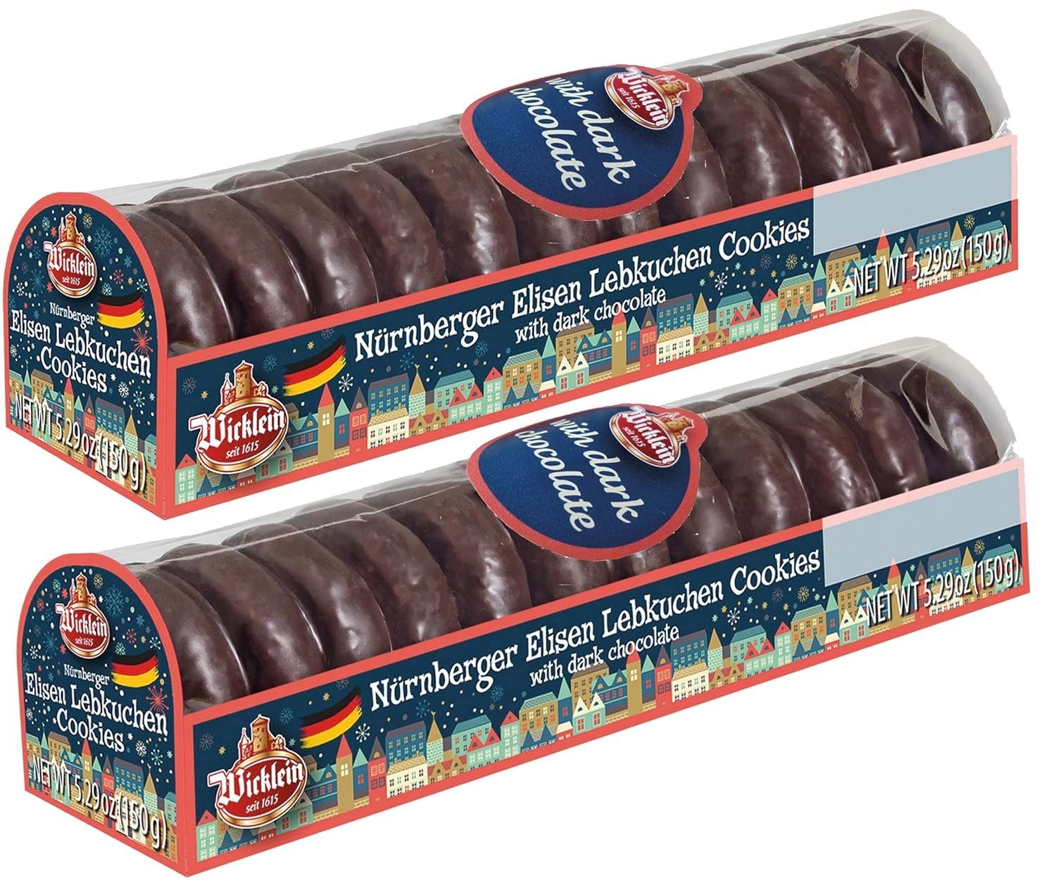 Wicklein Mini Dark Chocolate Nurnberger Lebkuchen, Gingerbread, 2 Sets