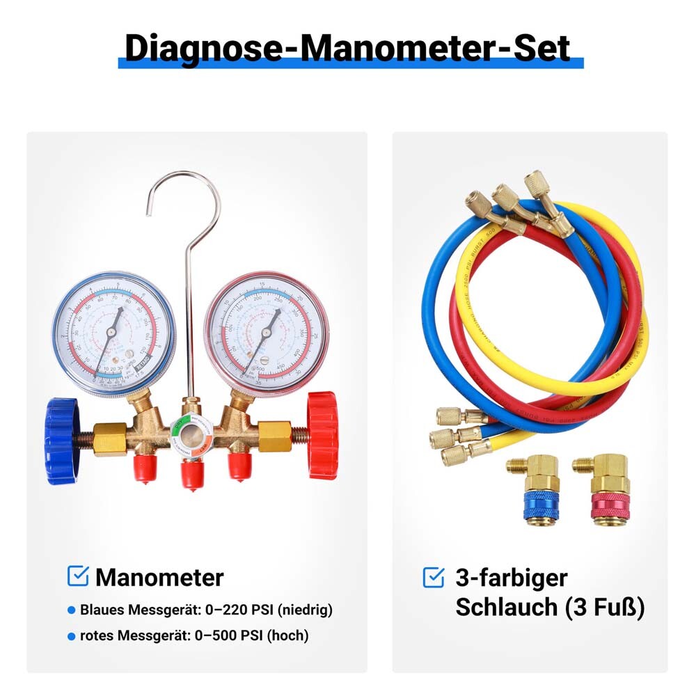 AC Diagnostic Manifold Gauge Set Charging Hose
