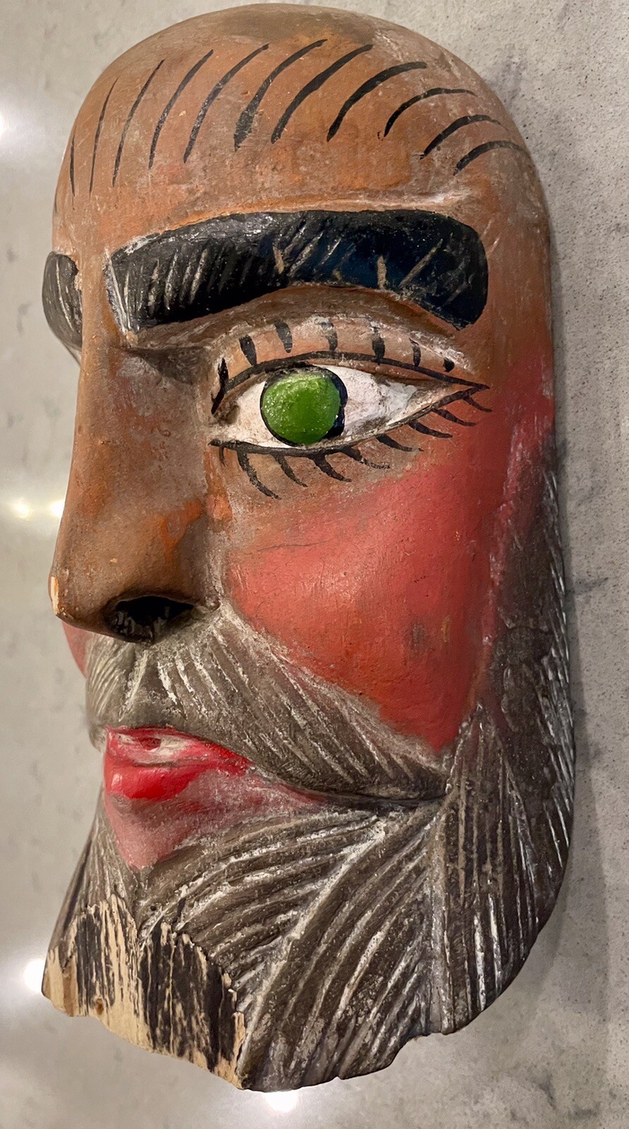 Antique MEXICAN Michoacan FOLK ART Vintage Man FACE WOOD DANCE Festival mask