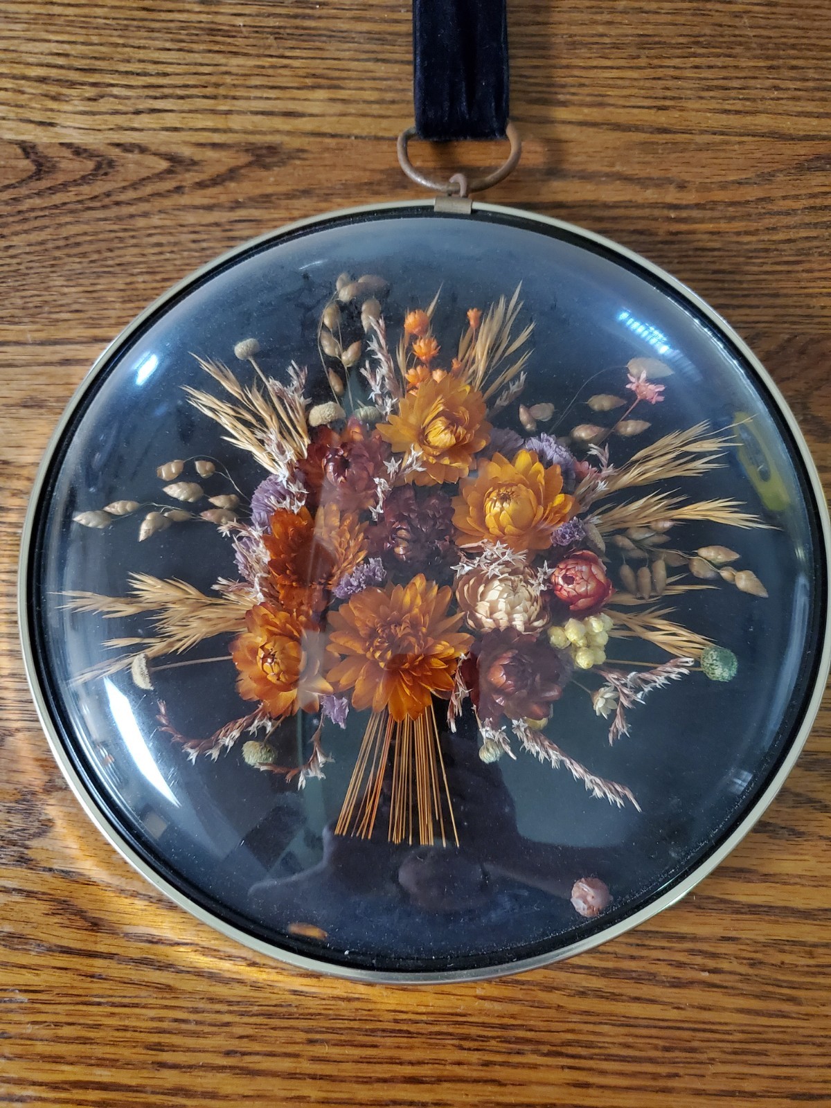 Vintage Cideart Dried Flowers Belgium Convex Glass Extra Large