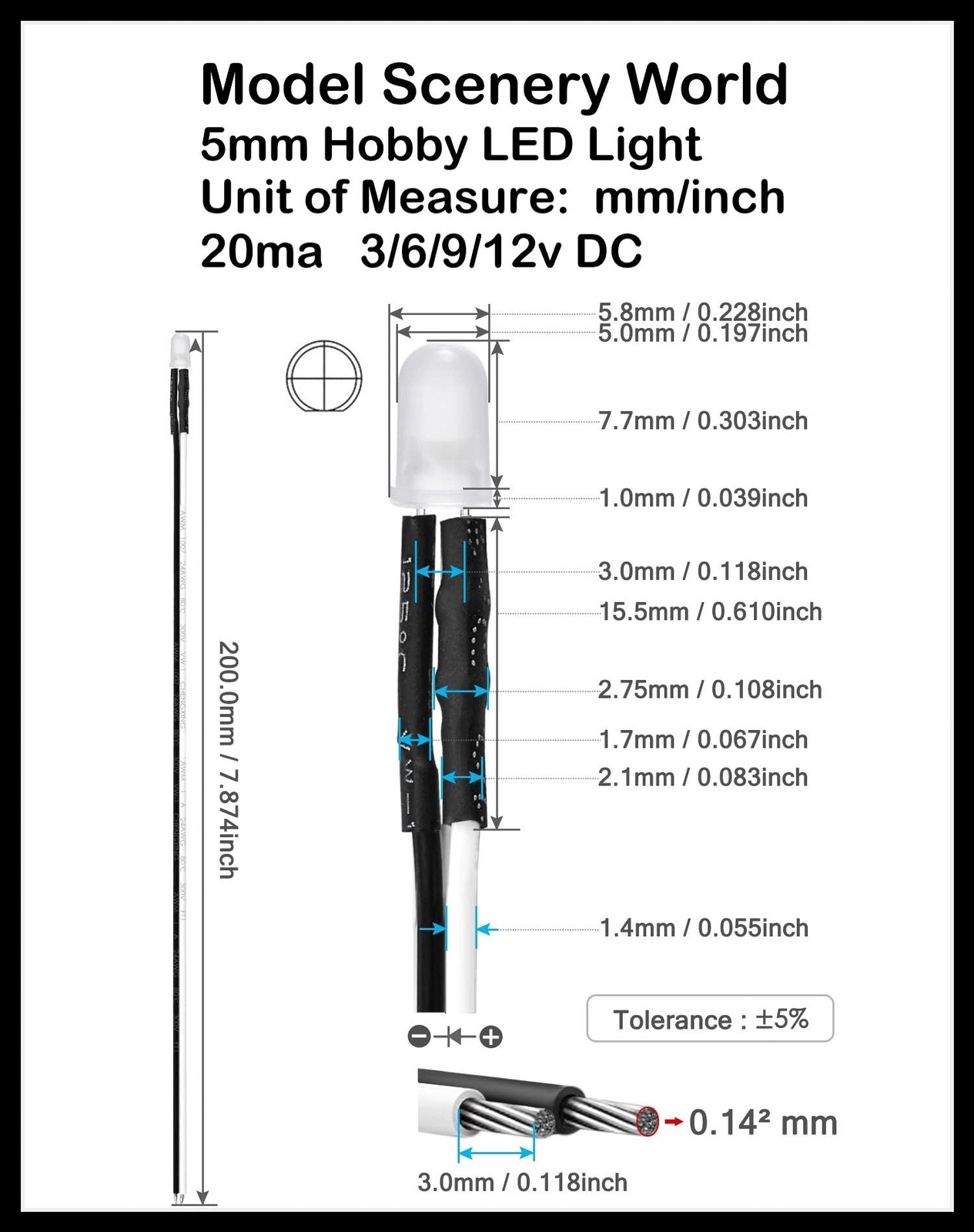 Flickering ~ Candle Flicker Flame Effect ~ Pre-Wired LEDs ~ 3-12 Volt DC LED