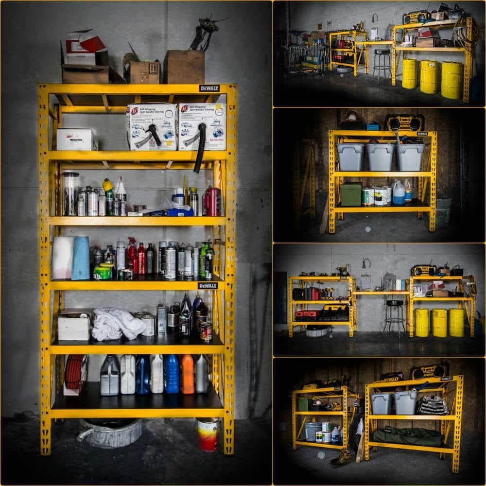 DEWALT Industrial Storage Rack, 18 in D, 49 5/8 in W, 3 Shelves, Yellow/Black