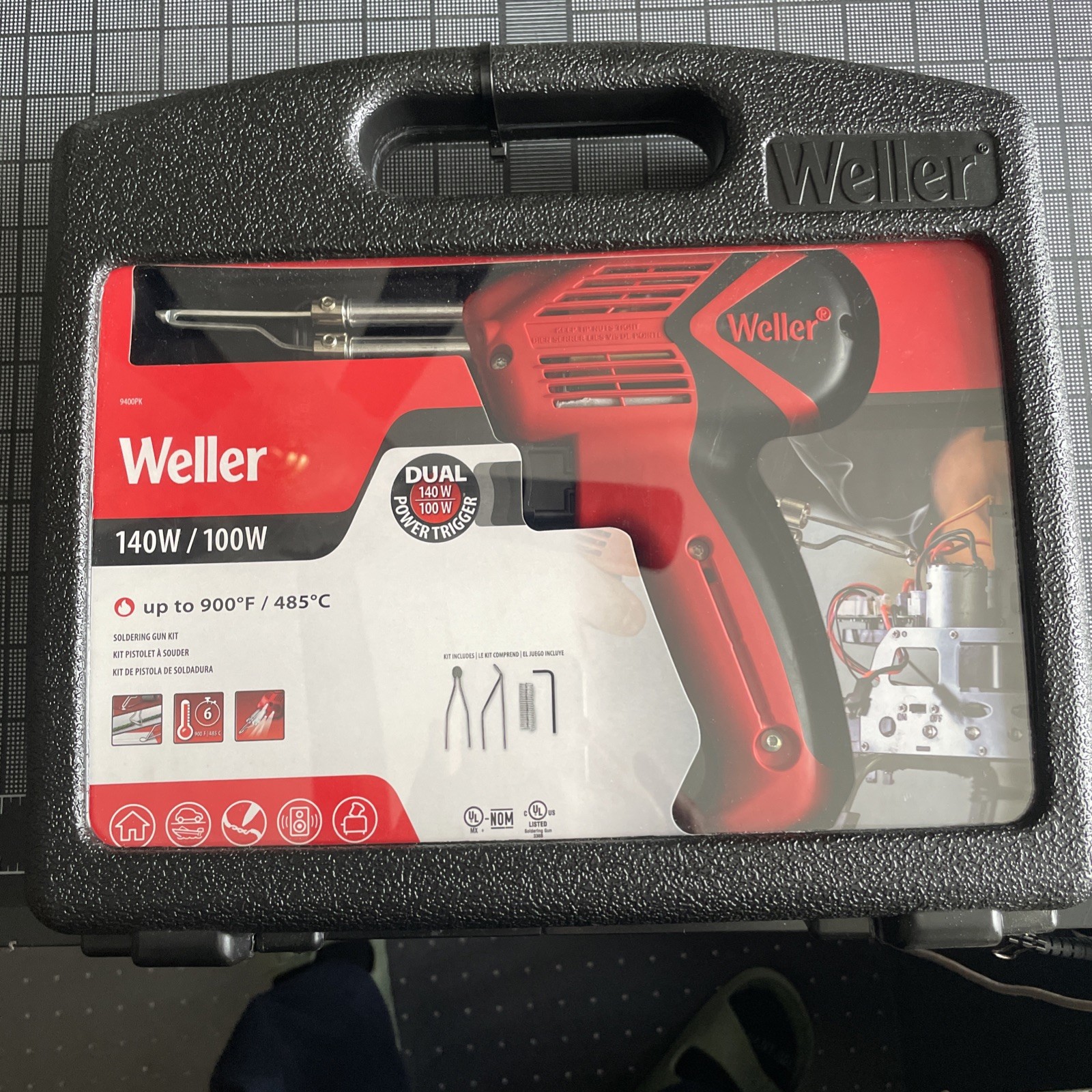 Weller® 9400PKS Universal Soldering Gun Kit LED lighting 120V Dual Heat 140/100W