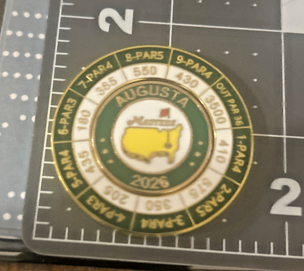 2026 Augusta National Masters Scorecard Golf Ball Marker