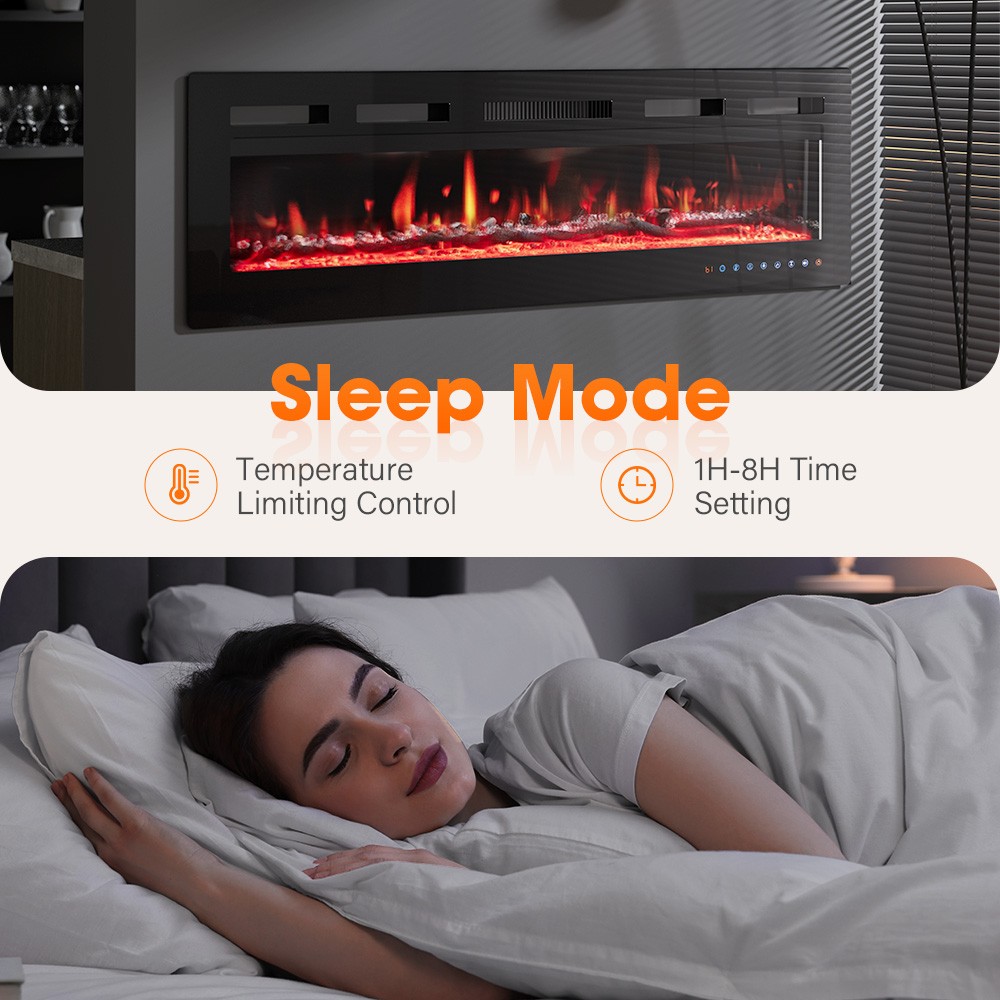 50"/127cm Electric Fireplace Heater Stove |Touch Screen & Remote Fire Place New