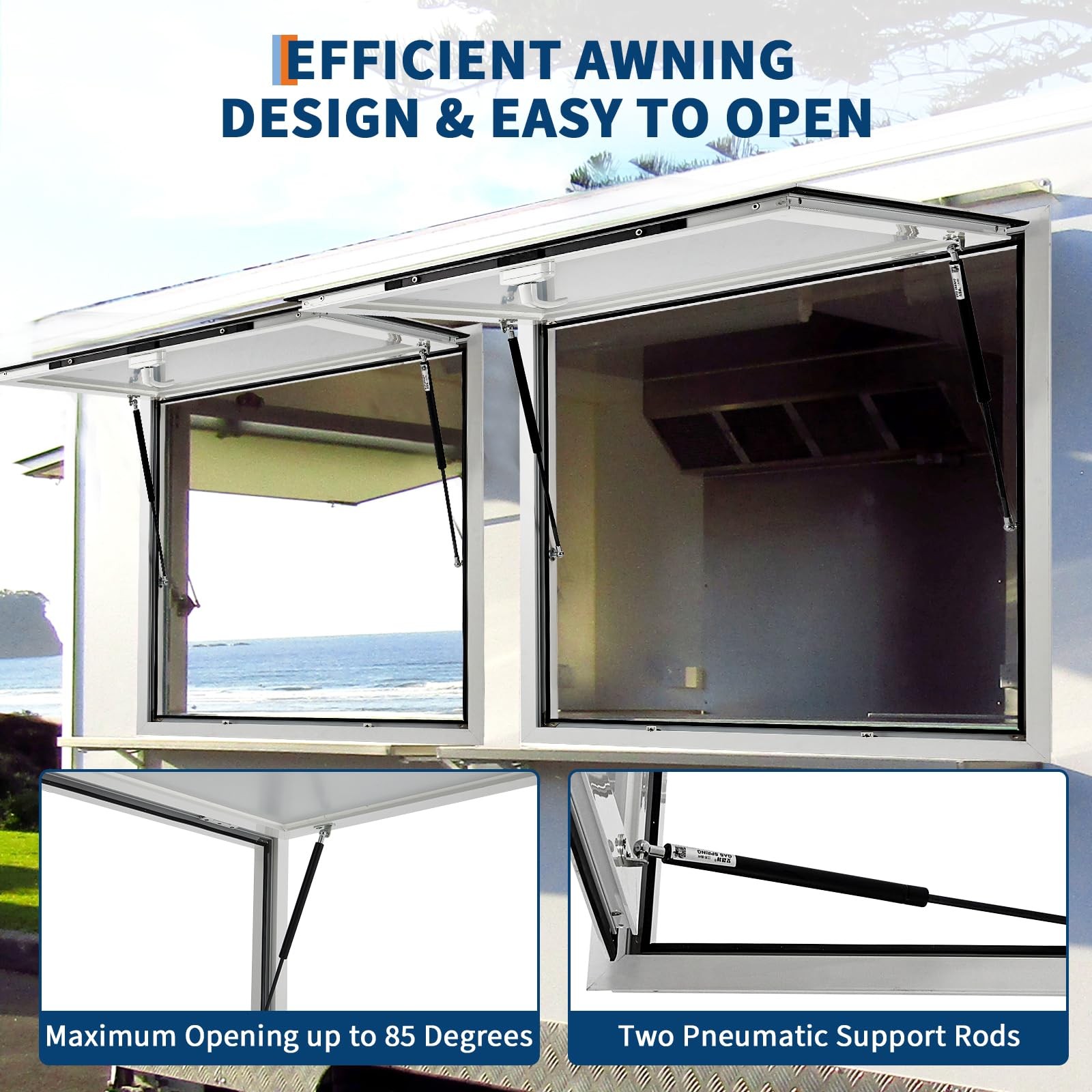 36x24" Food Truck Service Window 85° Weatherproof Aluminum Awning Door W/Lock