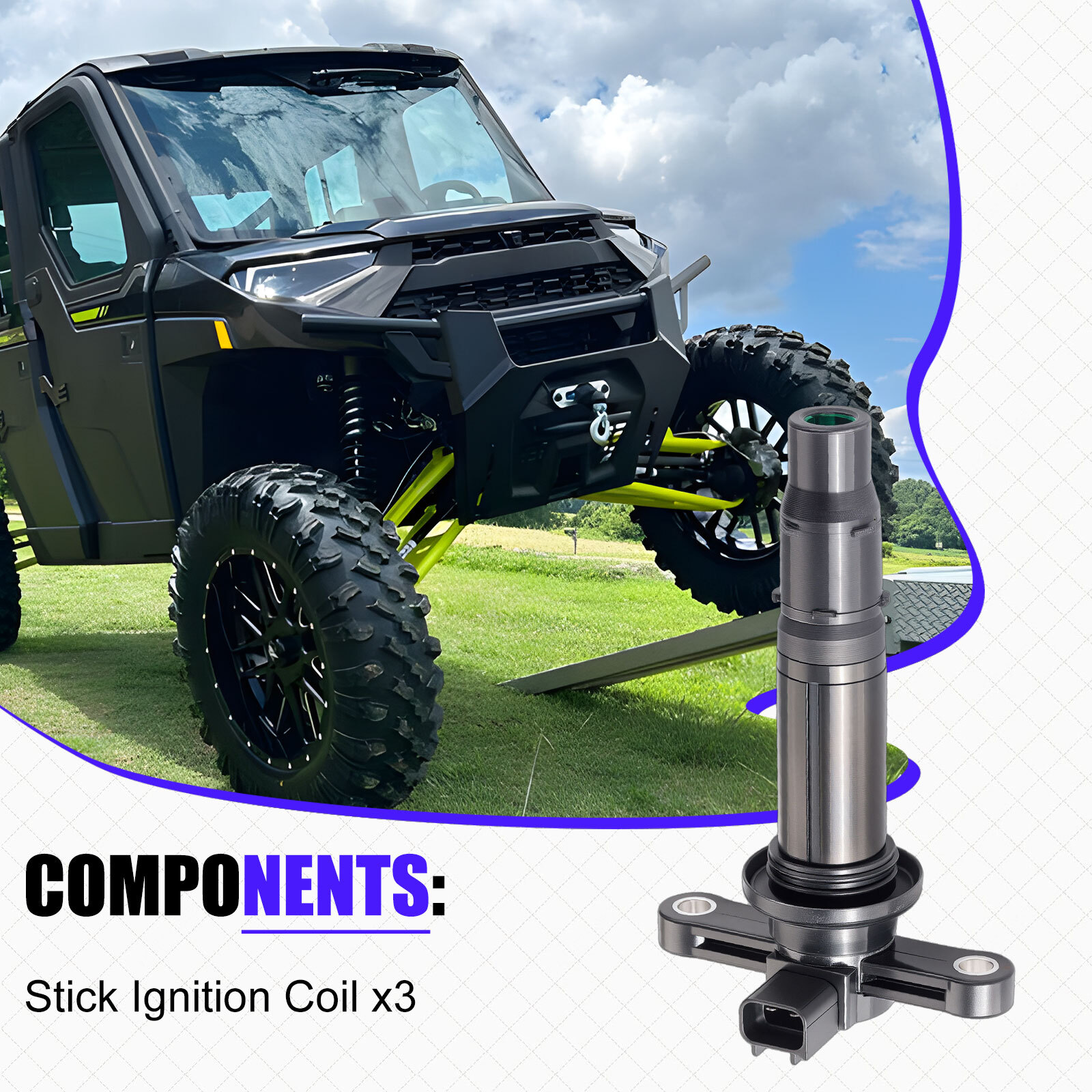 3x Stick Ignition Coil for Yamaha YXZ1000R SS SE XT-R 2016-2024 2HC-82310-00-00