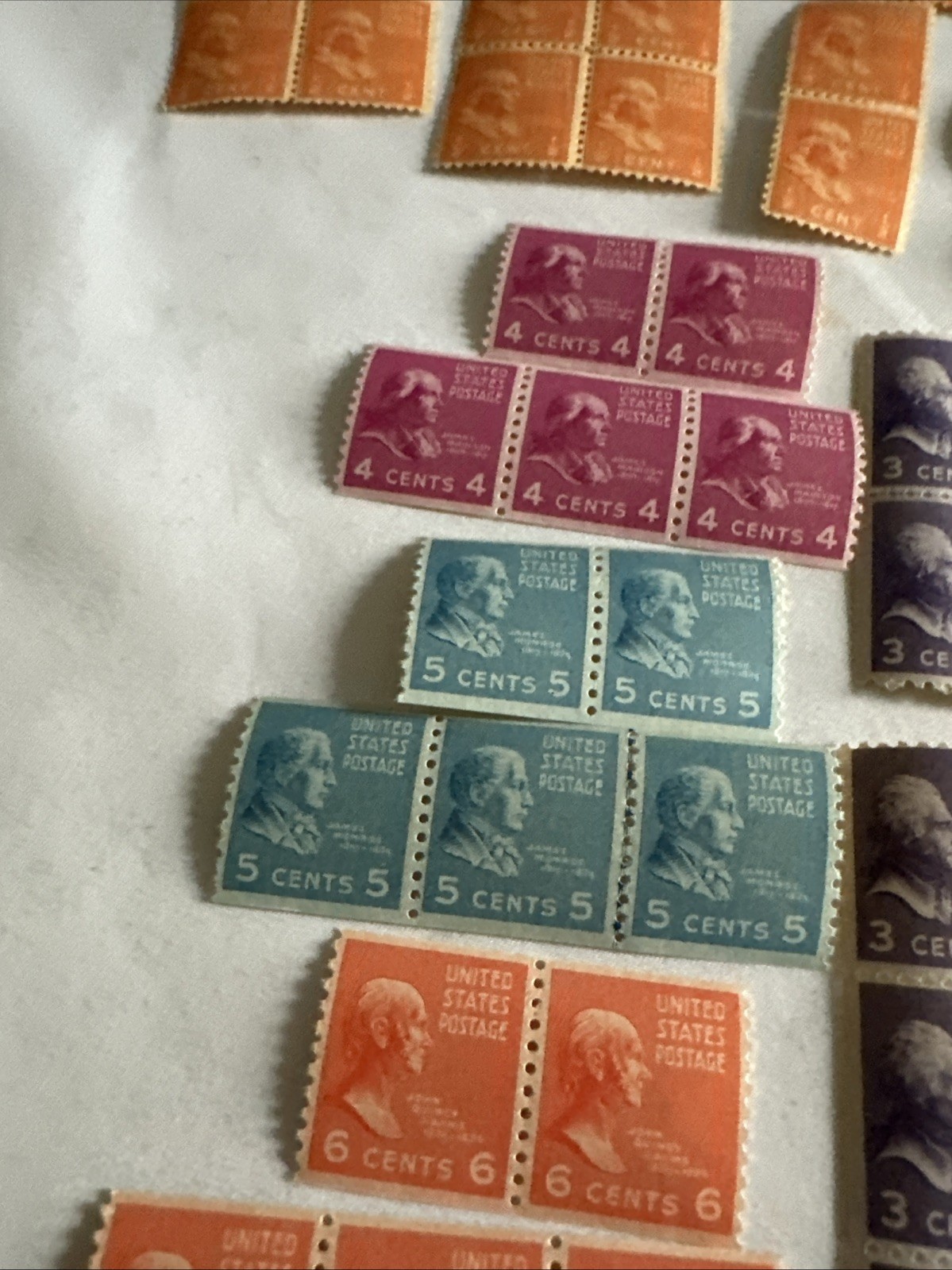 Lot Of US Stamps 1/2 Cent To 50 Cents Block Plate Unused