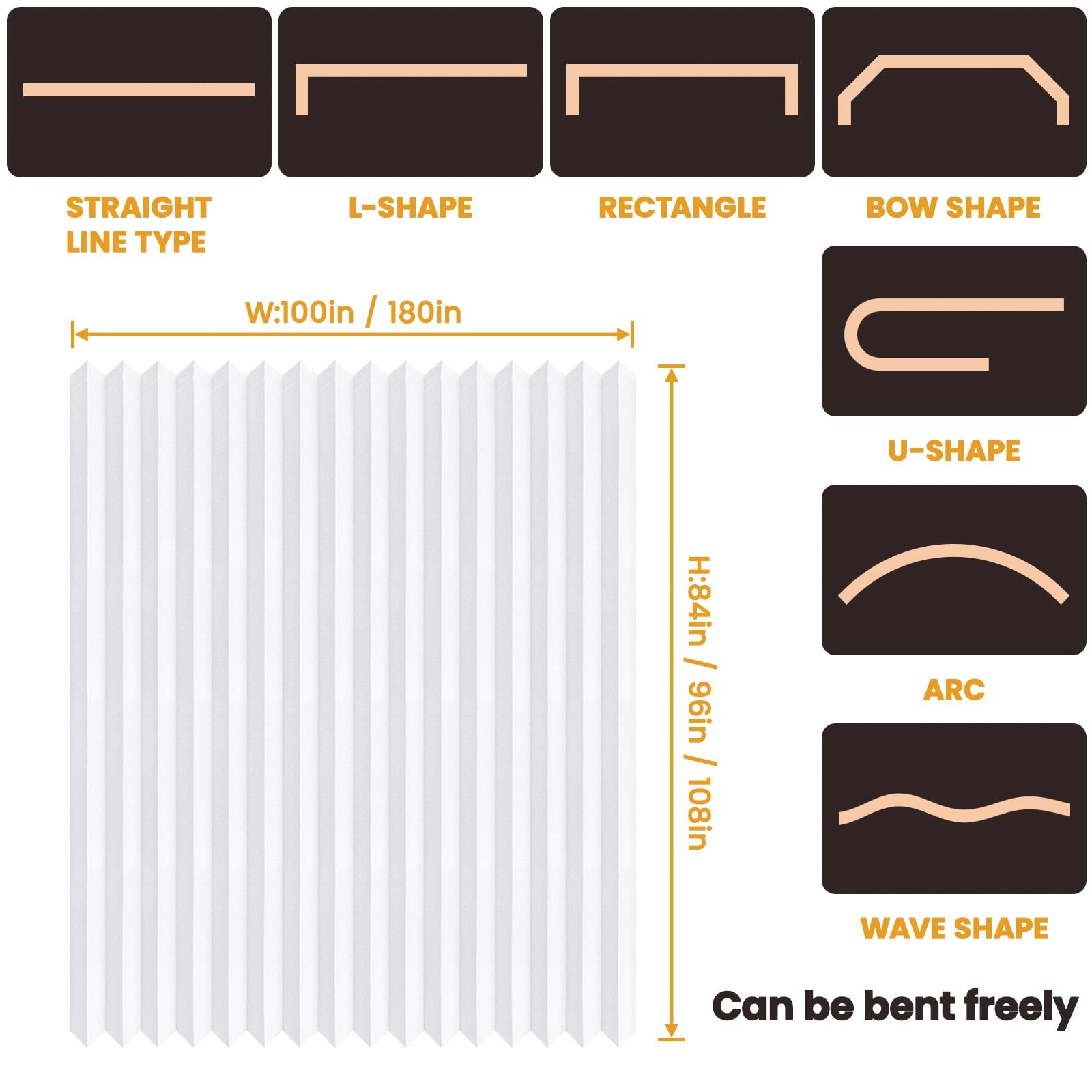 Hanging Accordion Room Divider with Track System - Ceiling-Mounted Partition ...