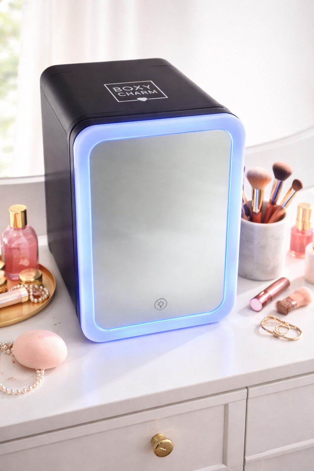4 Liter Mini Fridge Cooler and Warmer with LED Light For Skincare and Drinks