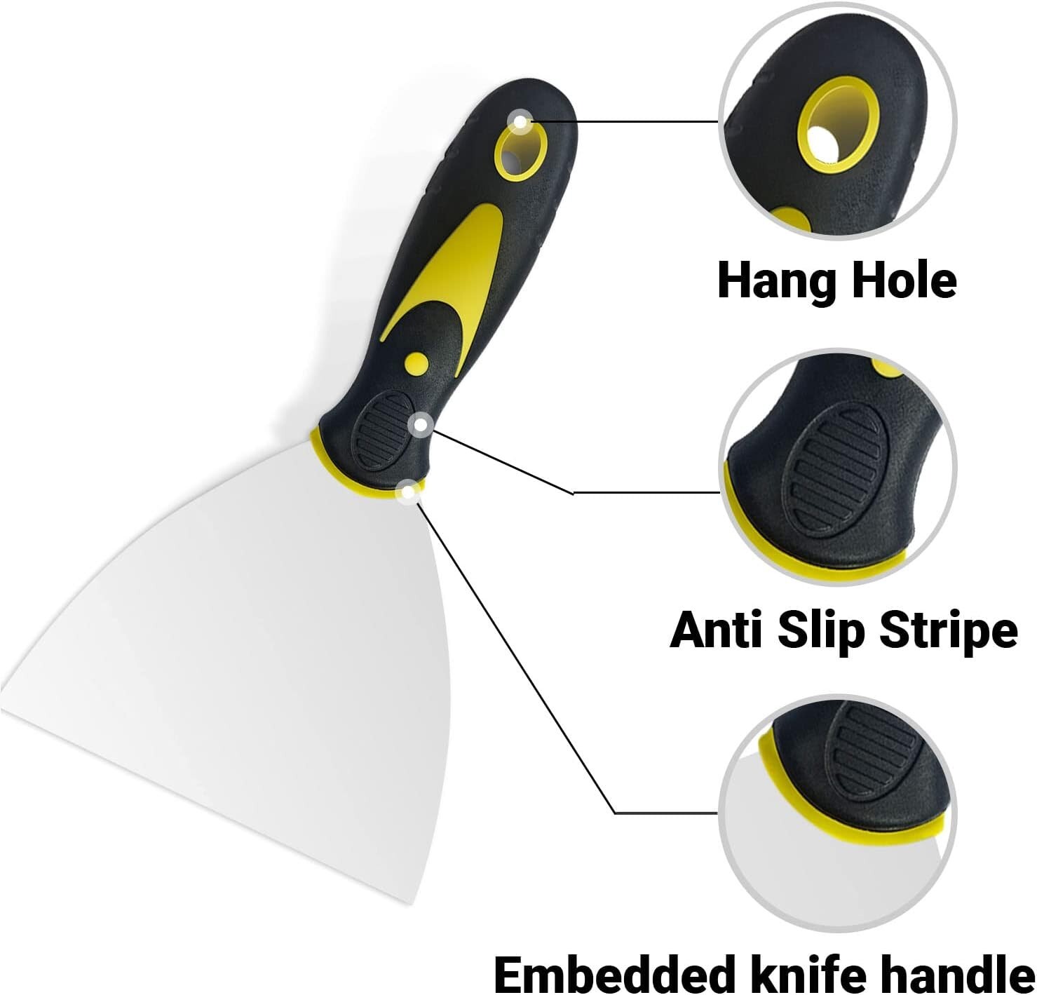 4 Pcs Putty Scraper Set Paint Scraper Tool Stainless Steel 2" 3" 4" 5"