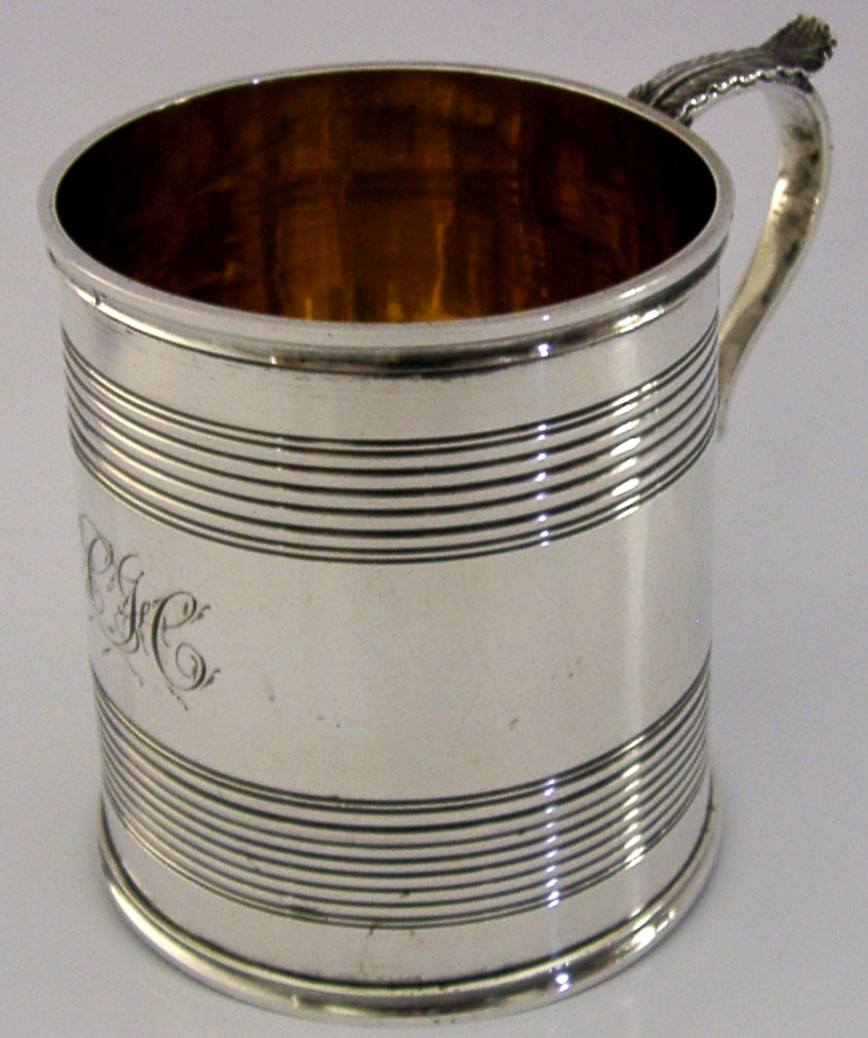 HEAVY 115g ENGLISH STERLING SILVER MUG 1854 VICTORIAN ANTIQUE