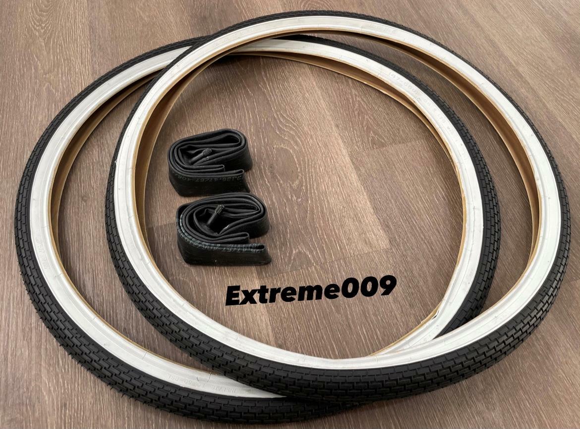 26x1.75 Brick Pattern White Wall Tires & Tubes 26x1.75 Beach Cruiser Lowrider*