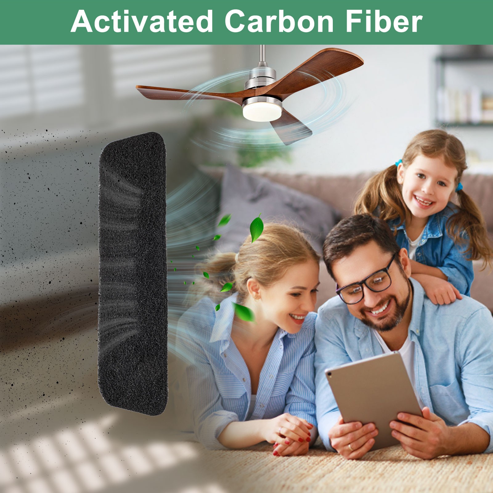 12x Ceiling Fan Air Purifier Pad Activated Carbon Filter Trap Dust Odor Allergen