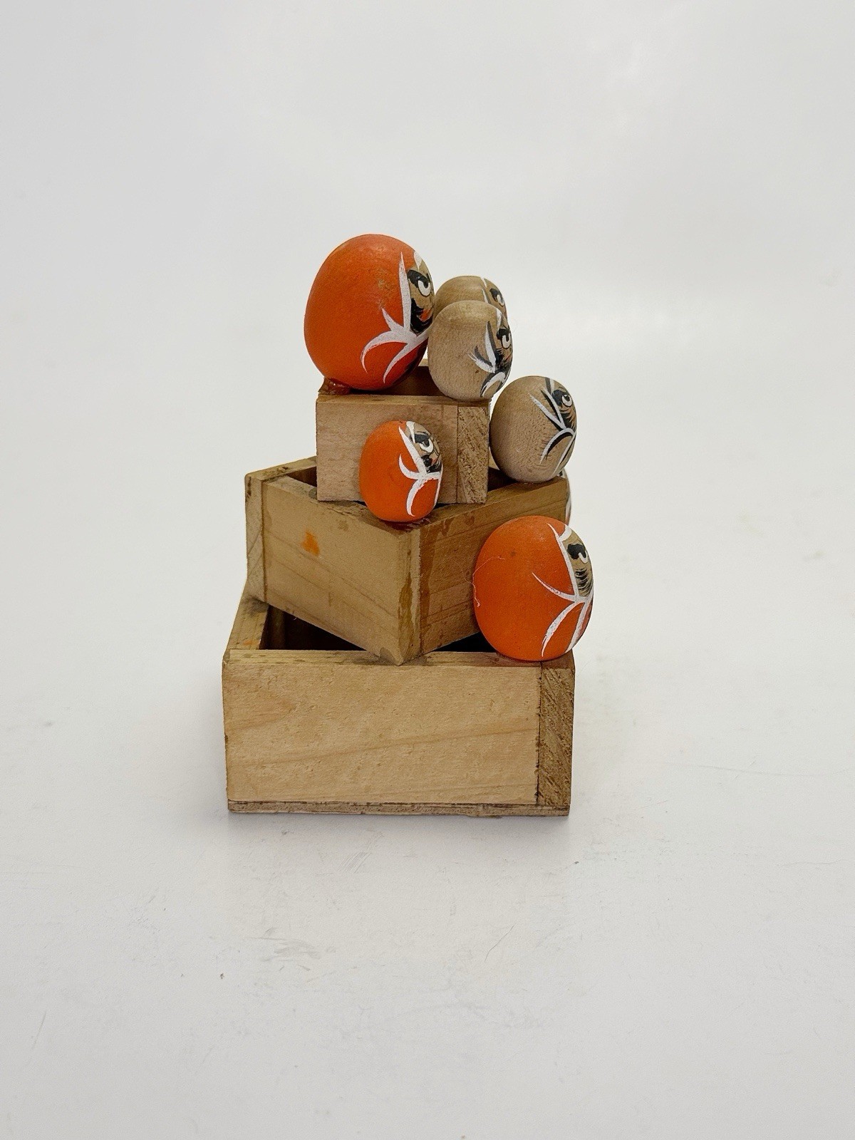 Japan Vtg Odawara Souvenir Daruma 4" Folk Art Miniature Doll Handcraft