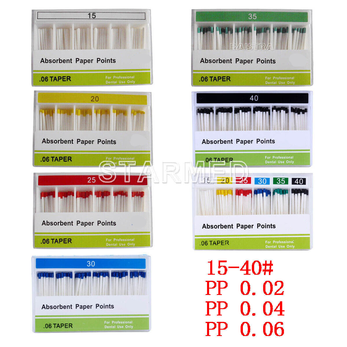 AZDENT Dental Endodontic Absorbent Paper Points Taper 0.04/ 0.02 /0.06 15#-40#