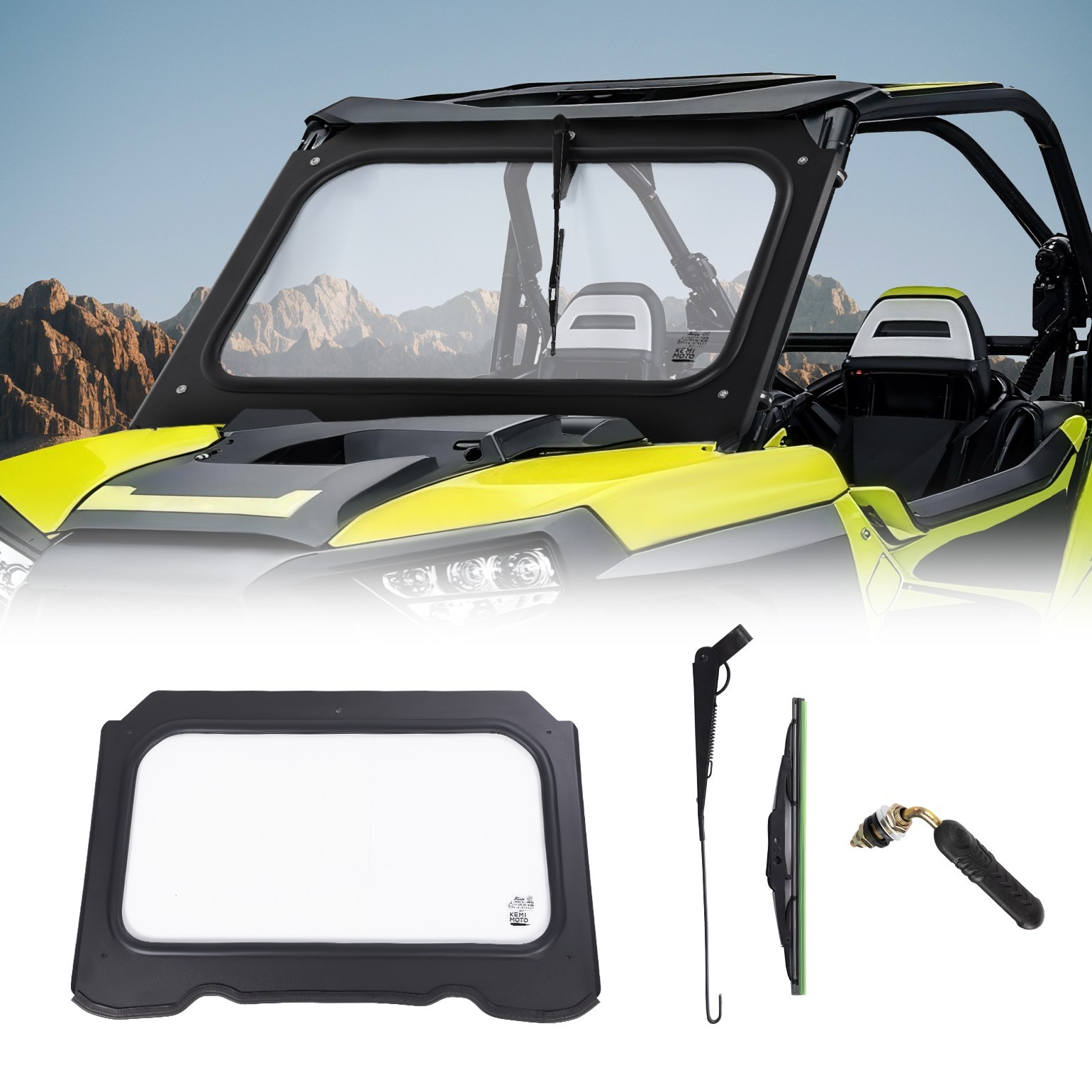 Glass Windshield W/Manual Wiper For 2014-2018 Polaris RZR XP 1000/ 4 Turbo Trail