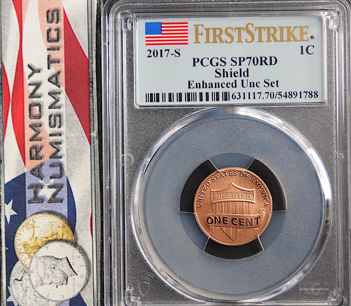 2017-S Lincoln Shield Cent 225th Mint Anniversary Enhanced Unc PCGS SP70 RD FS