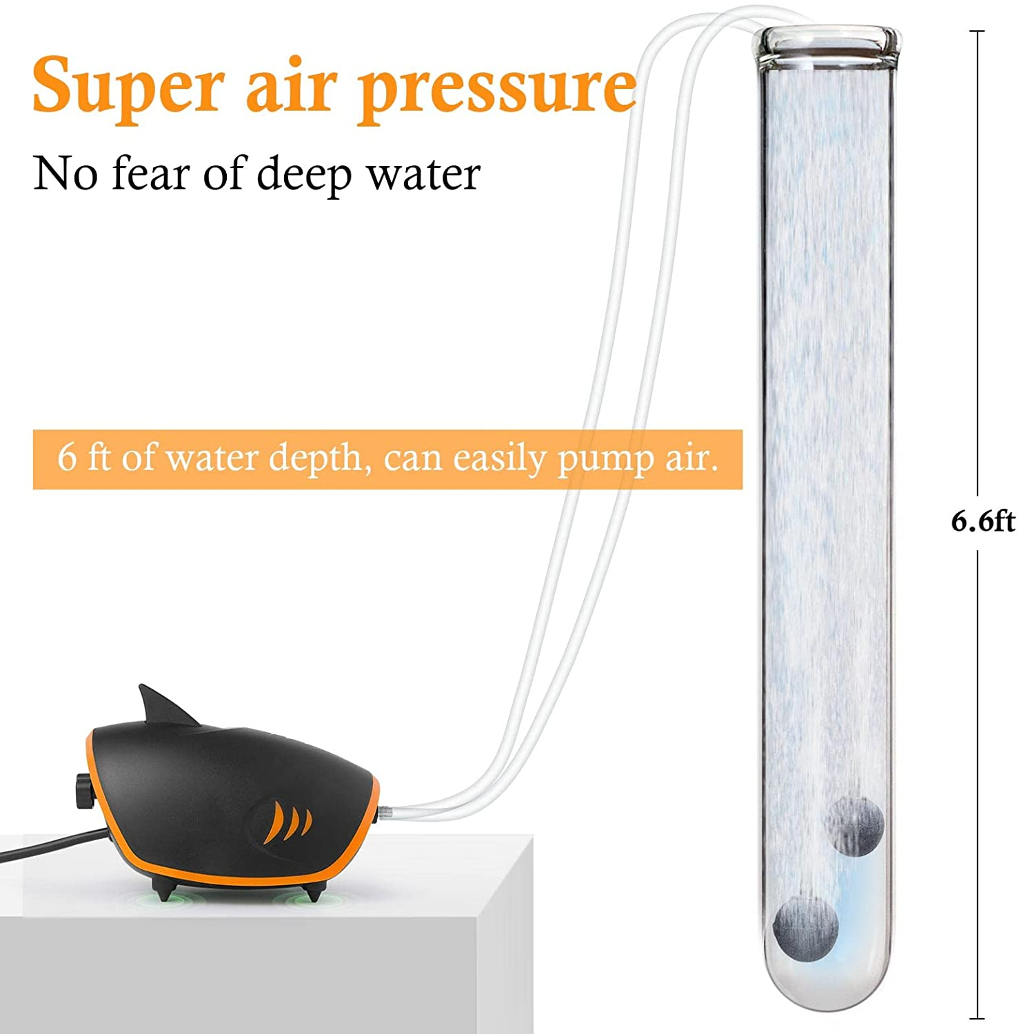 110GPH Powerful Aquarium Air Pump: Quiet 2-Outlets Aquarium Aerator, Adjustable