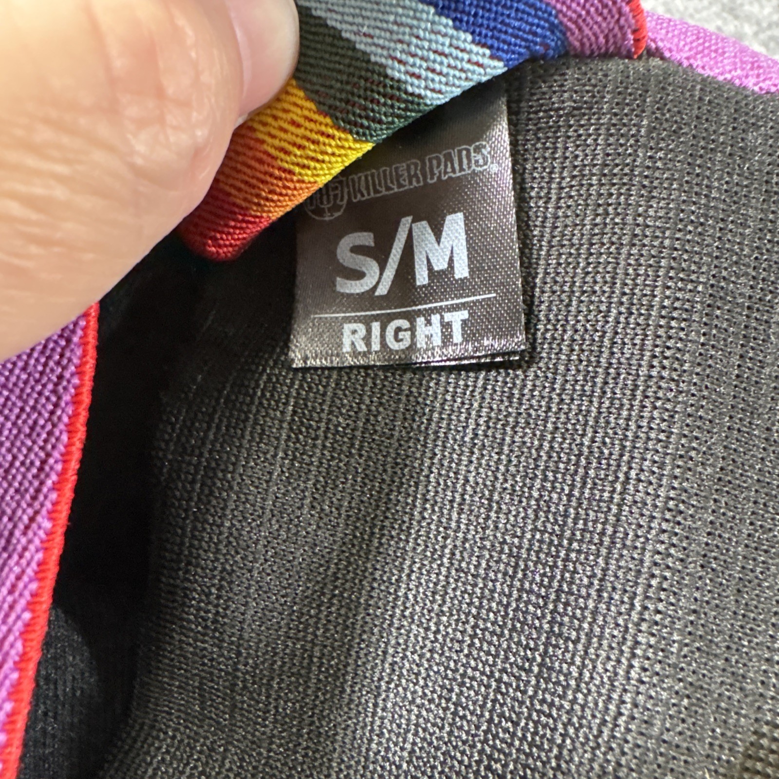 187 Moxi Killer Pads Pink White Rainbow Strap Adult Knee Pads Safety Size S/M