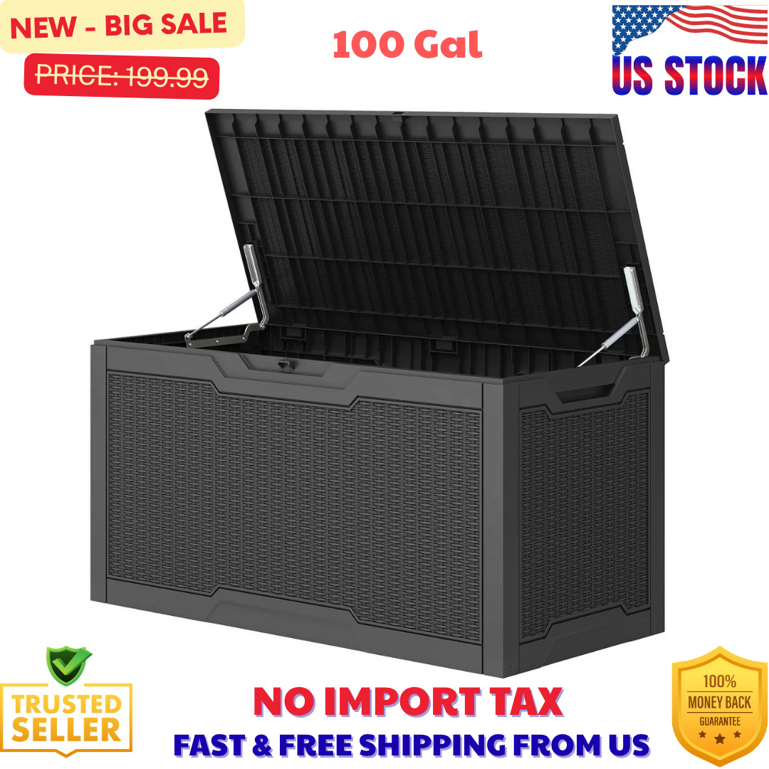 100 Gallon Outdoor Storage Waterproof Deck Box - Black