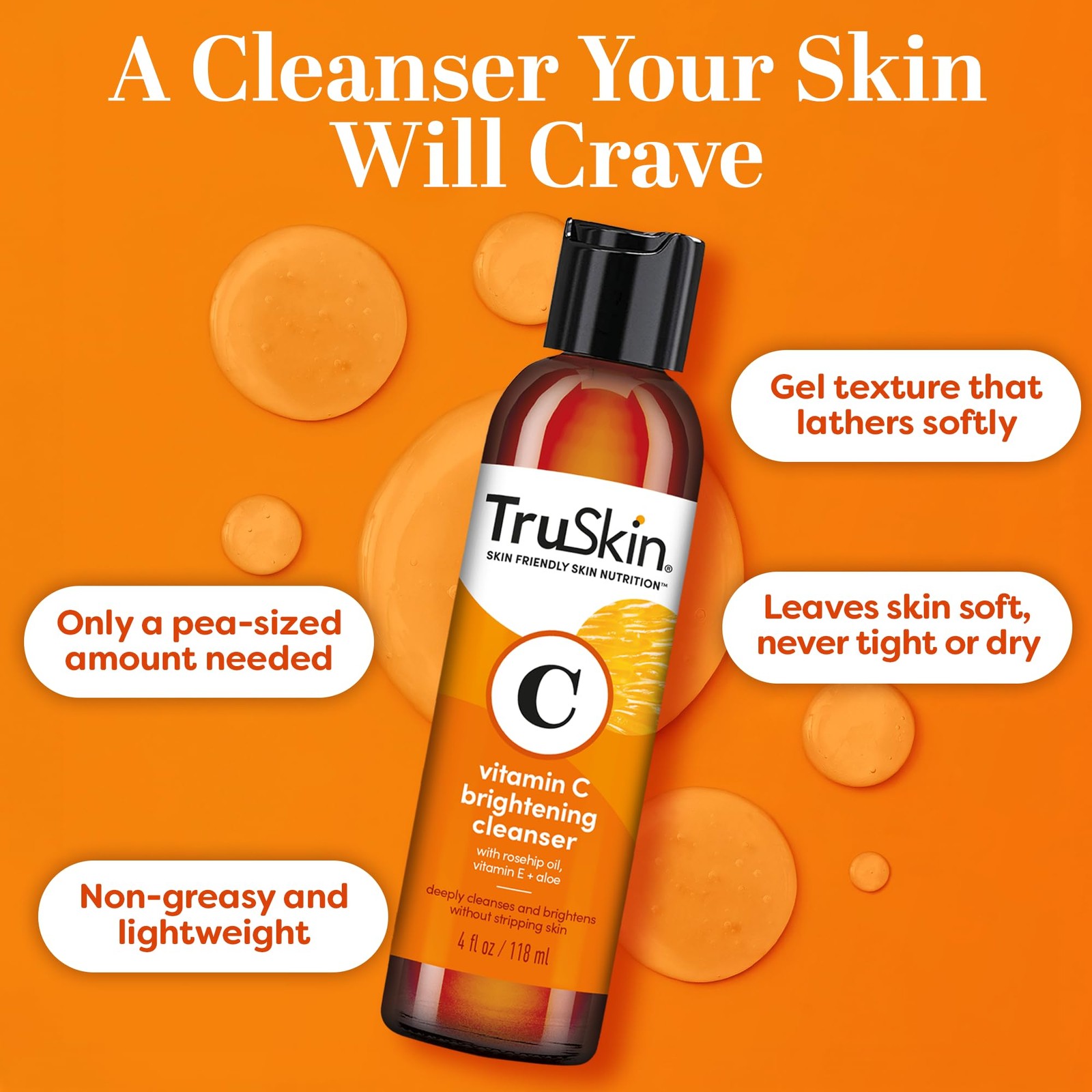 TruSkin Vitamin C Face Wash Cleanser - Brightening, Anti-Aging & Nourishing