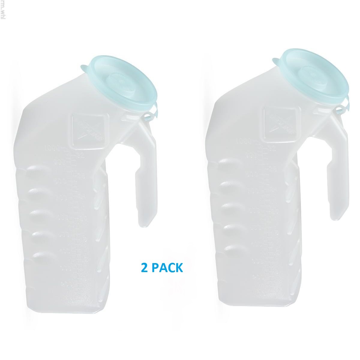 2 -Deluxe Male Urinal with Glow-in-Dark Lid 1000 mL Proof Pop Cap Lid